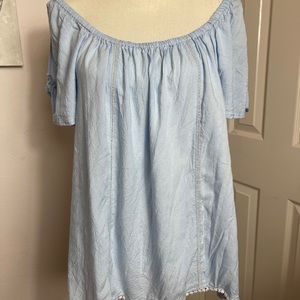 Light blue open sleeve blouse
